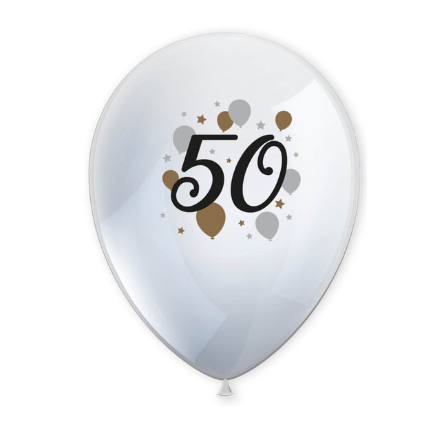 Balony lateksowe z nadrukiem Milestone Happy Birthday"50" 6St