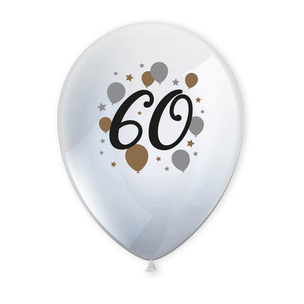 Balony lateksowe z nadrukiem Milestone Happy Birthday"60" 6St