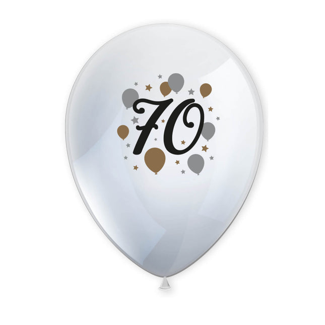 Balony lateksowe z nadrukiem Milestone Happy Birthday"70" 6St