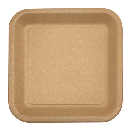 Brązowe talerze kwadratowe Kraft Paper 23cm 10szt