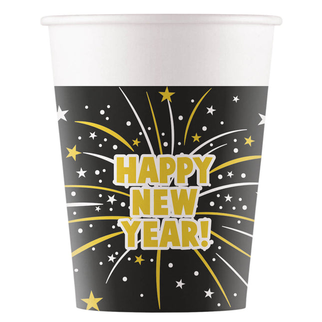 Midnight Happy New Years Flares Fsc Kubki Papierowe 200Ml (Wm) 8St