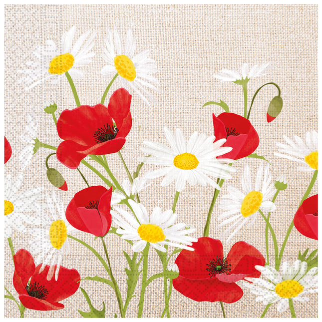 3 warstwowe serwetki papierowe 33X33Cm/Easter Designs Fsc 3 warstwowe serwetki papierowe 33X33Cm Daisies & Poppies 20St