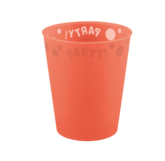 Produkty fluorescencyjne wielokrotnego użytku Party Półprzezroczysty kubek wielokrotnego użytku 250 ml fluorescencyjny pomarańczowy 1 szt.