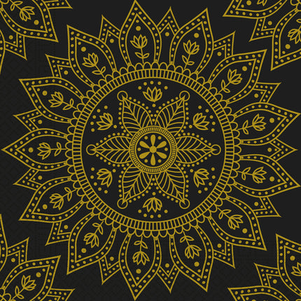 Złoto-czarne serwetki Mandala 33cm 20szt
