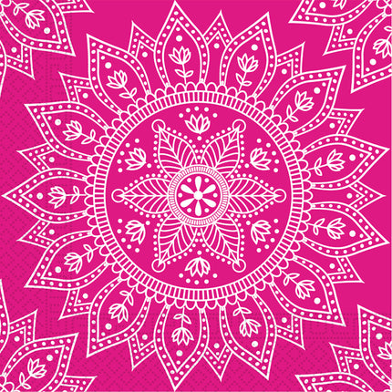 Fuksja Serwetki Mandala 33cm 20szt
