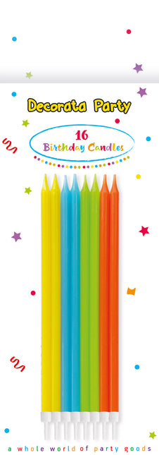 Świeczki Urodzinowe Świeczki Urodzinowe 14.5Cm Z Uchwytami W Jasnych Kolorach W Papierowym Pudełku Fsc 16St