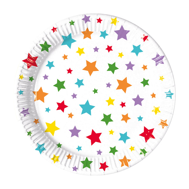 Wielokolorowe talerzyki papierowe Fsc Bright Stars Next Generation Medium 20Cm 8St