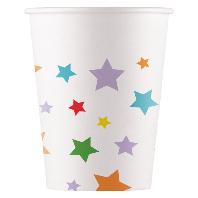 Wielokolorowe kubki papierowe Bright Stars Fsc 200 ml (Wm) 8 szt.