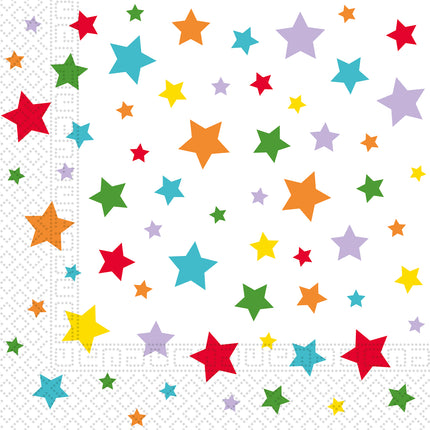 Wielokolorowe serwetki papierowe Fsc Bright Stars 33X33Cm 20szt