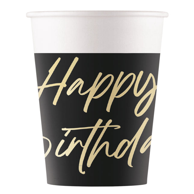 Eleganckie Kubki Papierowe Happy Birthday Fsc 200Ml (Wm) 8St