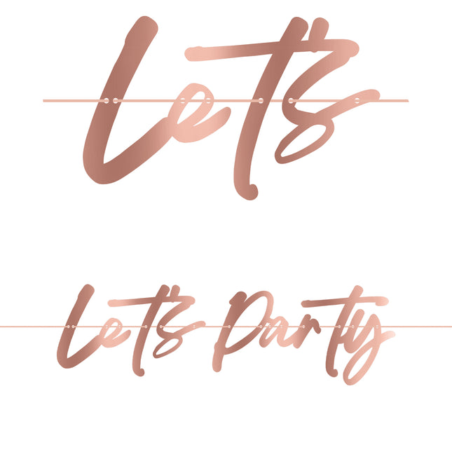 Rose Gold Party Fsc Paper Garland "Let'S Party" w metalicznym kolorze różowego złota 1St