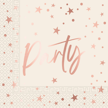 Dwuwarstwowe serwetki papierowe Rose Gold Party Fsc 33X33Cm 20szt