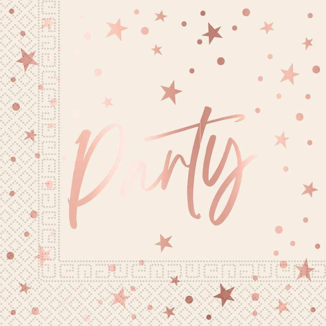 Dwuwarstwowe serwetki papierowe Rose Gold Party Fsc 33X33Cm 20szt