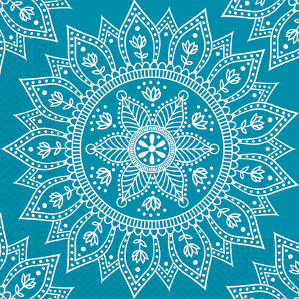Turkusowe serwetki Mandala 33cm 8szt