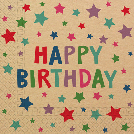 Serwetki Happy Birthday Kraft Paper 33cm 20szt