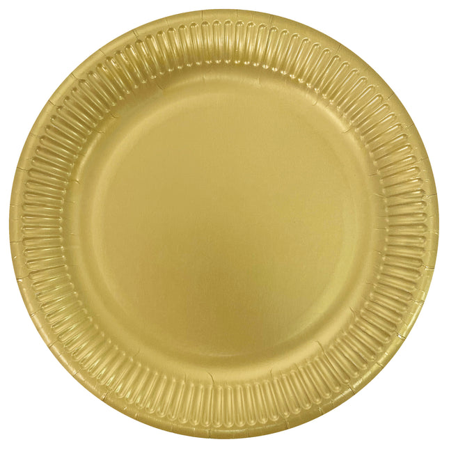 Metaliczne kolory Fsc Papierowe Talerzyki Next Generation Duże 23Cm Złote 8St