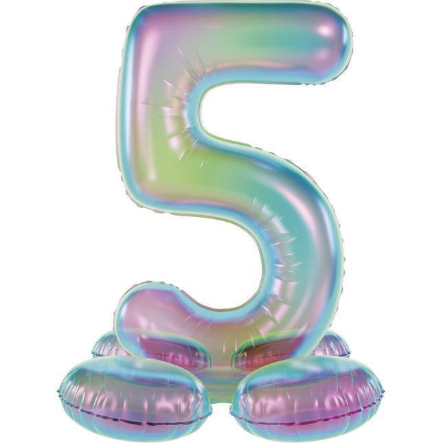 balon z numerem na 5 lat standardowy holograficzny pusty 72 cm