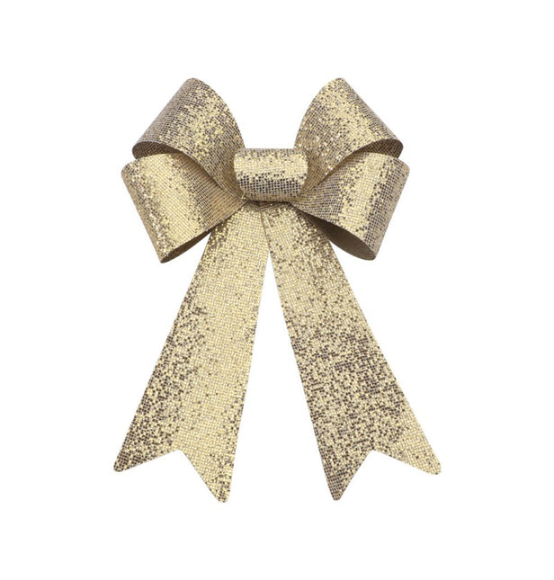 Złota brokatowa kokarda 22,9 cm x 39,1 cm