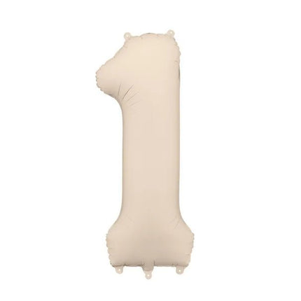 1 Jaar Cijfer Ballon Beige Mat Leeg 86cm van Partydeco koop je bij Partywinkel