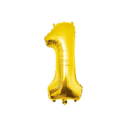 1 Jaar Cijfer Ballon Goud Leeg 86cm - Partywinkel - 8716764236761