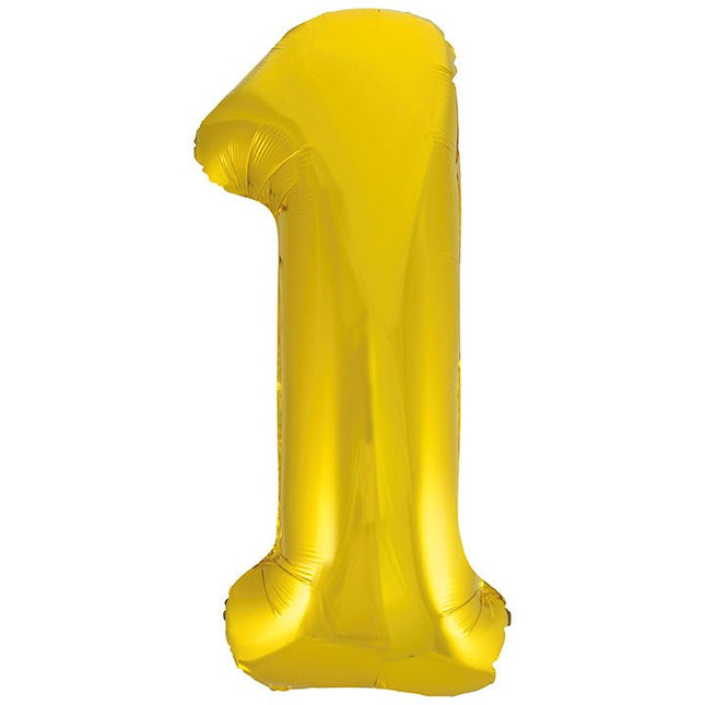 1 Jaar Cijfer Ballon Goud Leeg 86cm van Unique koop je bij Partywinkel