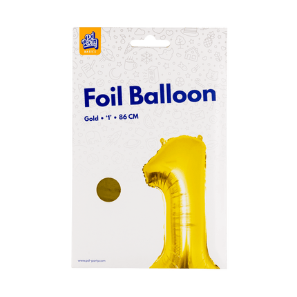 1 Jaar Cijfer Ballon Goud Leeg 86cm - Partywinkel - 8716764236761