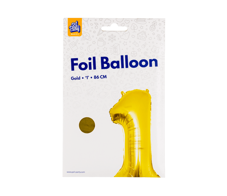 1 Jaar Cijfer Ballon Goud Leeg 86cm - Partywinkel - 8716764236761