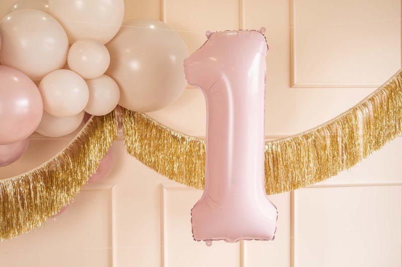 1 Jaar Cijfer Ballon Lichtroze Leeg 72cm van Partydeco koop je bij Partywinkel