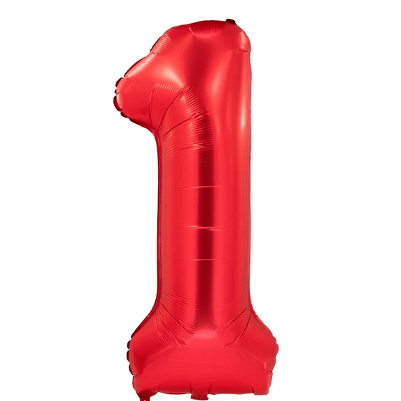 1 Jaar Cijfer Ballon Rood 1m van VDV Benefit koop je bij Partywinkel