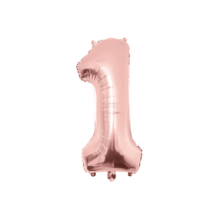1 Jaar Cijfer Ballon Rose Goud Leeg 86cm - Partywinkel - 8716764237423