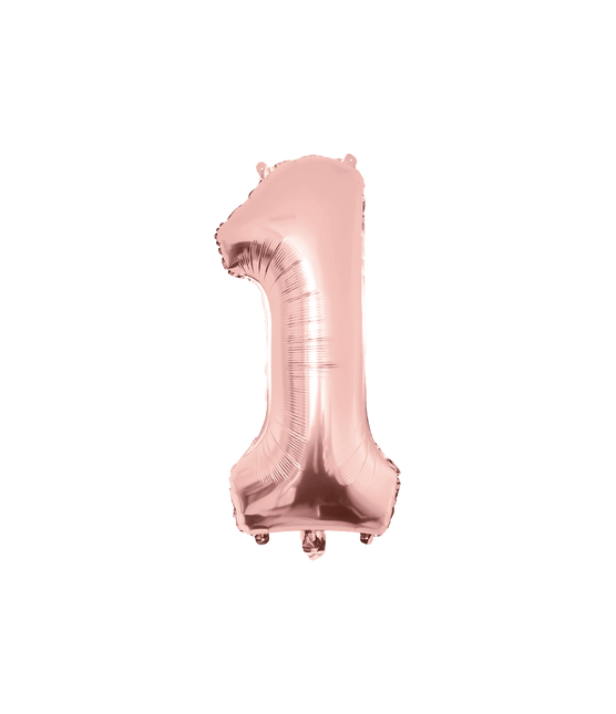 1 Jaar Cijfer Ballon Rose Goud Leeg 86cm - Partywinkel - 8716764237423