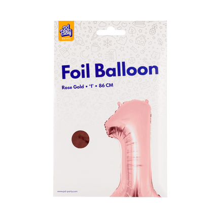 1 Jaar Cijfer Ballon Rose Goud Leeg 86cm - Partywinkel - 8716764237423