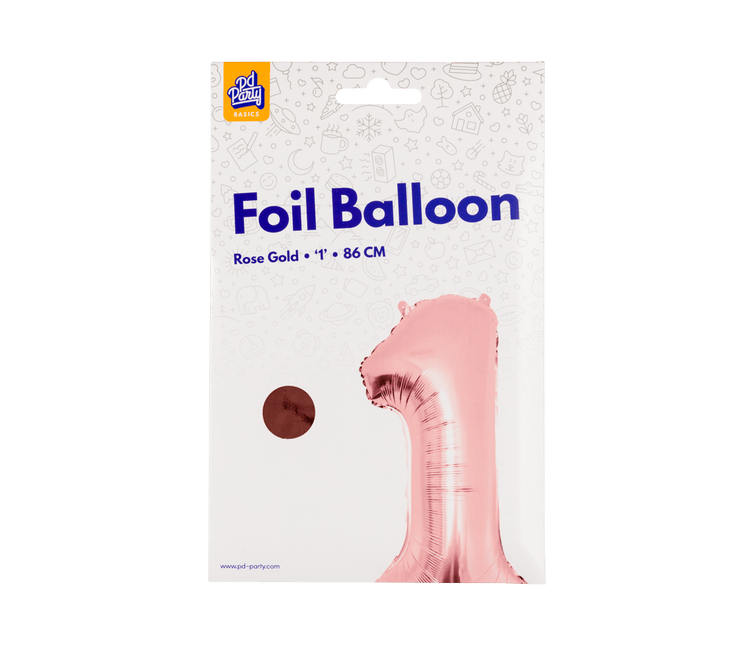 1 Jaar Cijfer Ballon Rose Goud Leeg 86cm - Partywinkel - 8716764237423