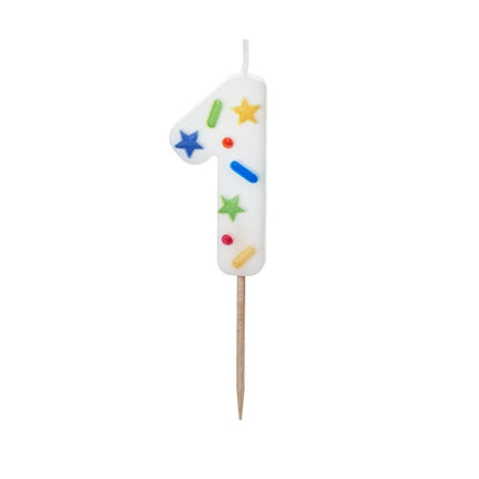 1 Jaar Kaars Gekleurd 10cm van Partydeco koop je bij Partywinkel