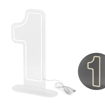 1 Licht Cijfer Wit 50cm van Partydeco koop je bij Partywinkel