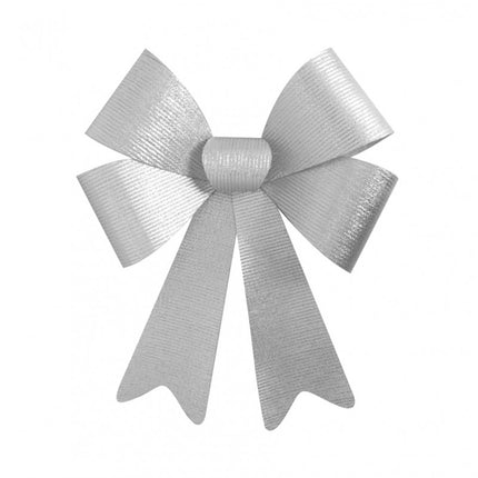 Srebrna kokarda w brokatowe paski 50 cm