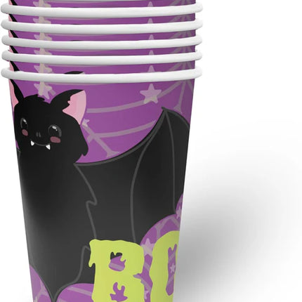 Kubki na Halloween, fioletowe „Boo”, 250 ml, 8 szt.
