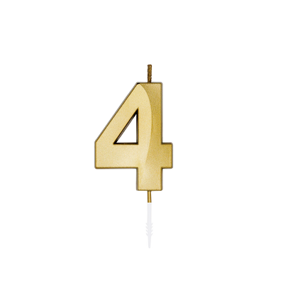 Świeczka „4 lata”, złota metaliczna, 6 cm