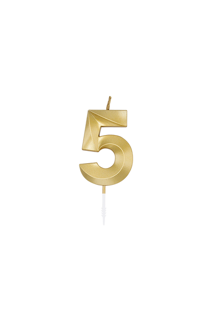 Świeczka „5 lat”, złota metaliczna, 6 cm