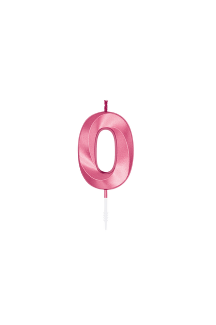 Świeczka „0 lat”, różowa metaliczna, 6 cm
