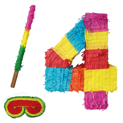 Zestaw piñaty z cyfrą 4, 3-częściowy, 45 cm