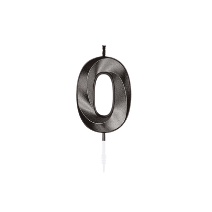 Świeczka „0 lat”, czarna metaliczna, 6 cm