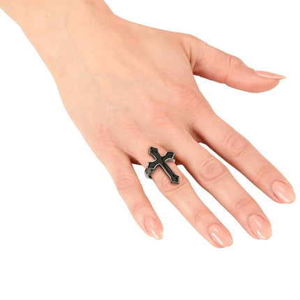 PIERŚCIEŃ KRZYŻOWY CZARNY