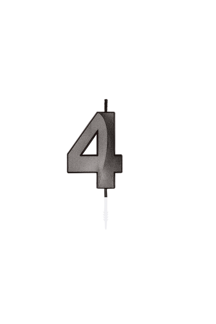 Świeczka „4 lata”, czarna metaliczna, 6 cm