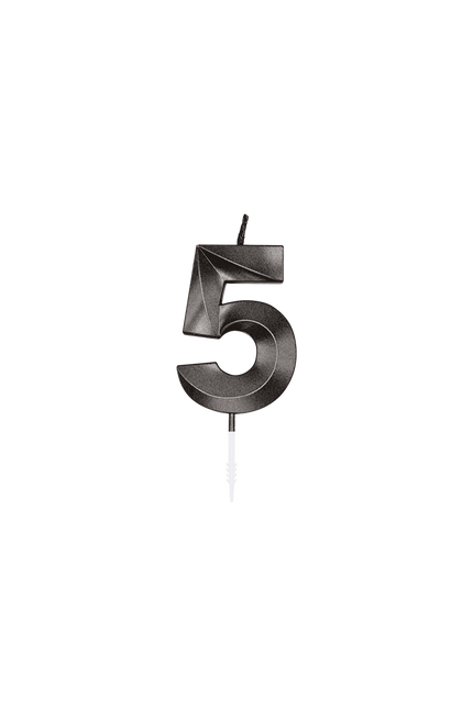 Świeczka „5 lat”, czarna metaliczna, 6 cm