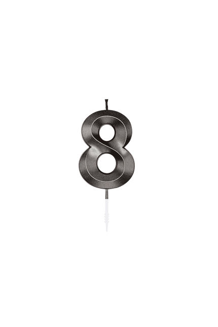 Świeczka „8 lat”, czarna metaliczna, 6 cm