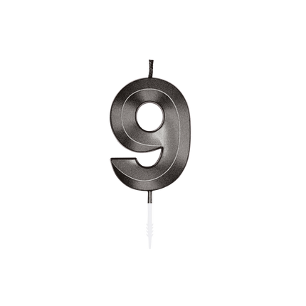 9 Świeczka czarna metaliczna 6 cm