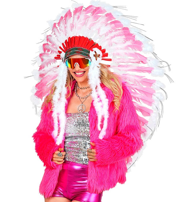 Płaszcz futrzany Plush Ladies Neon Pink