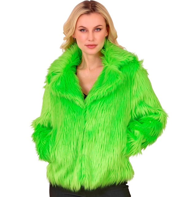 Płaszcz futrzany Plush Neon Green Ladies