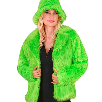Płaszcz futrzany Plush Neon Green Ladies